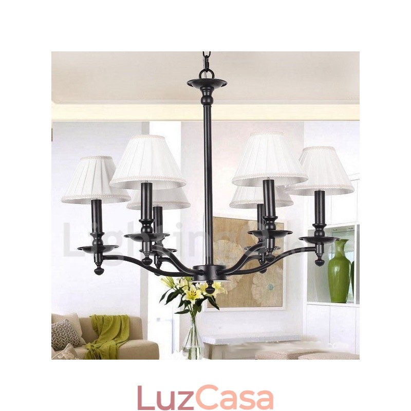 Lustre estilo vela rústica retrô de 6 luzes