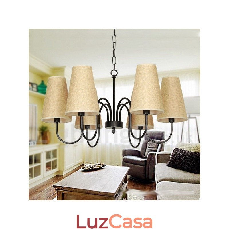 Lustre estilo vela retrô contemporâneo de 6 luzes