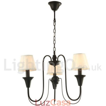 Lustre estilo vela retrô preto de 3 luzes Lustre estilo vela retrô preto de 3 luzes