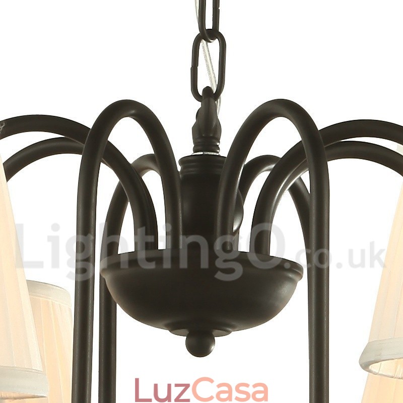 Lustre estilo vela retrô preto de 3 luzes