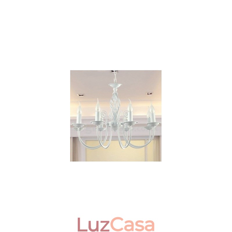 Lustre estilo vela branca retrô contemporânea de 8 luzes