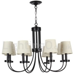 Lustre estilo vela preta contemporânea retrô de 8 luzes