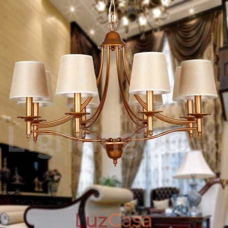 Lustre estilo vela estilo mediterrâneo retrô rústico de 8 luzes Lustre estilo vela estilo mediterrâneo retrô rústico de 8 luzes