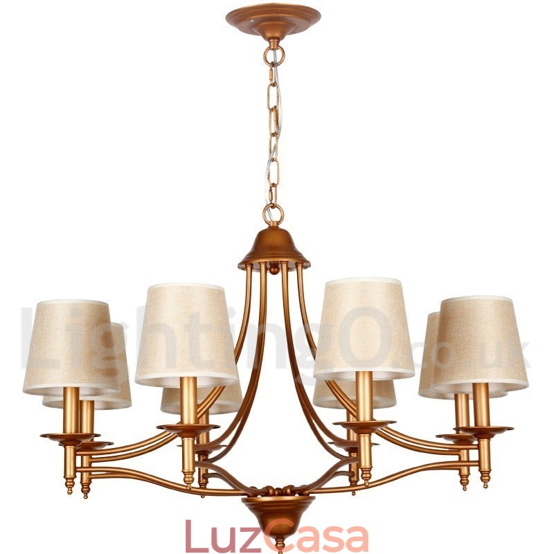 Lustre estilo vela estilo mediterrâneo retrô rústico de 8 luzes