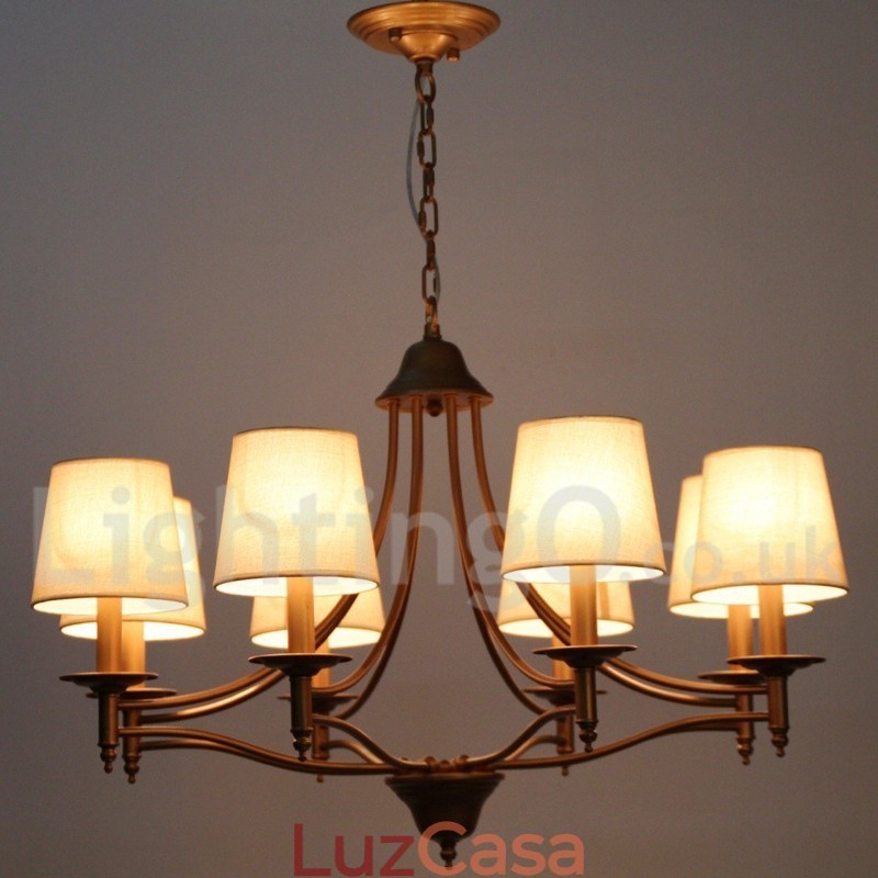 Lustre estilo vela estilo mediterrâneo retrô rústico de 8 luzes