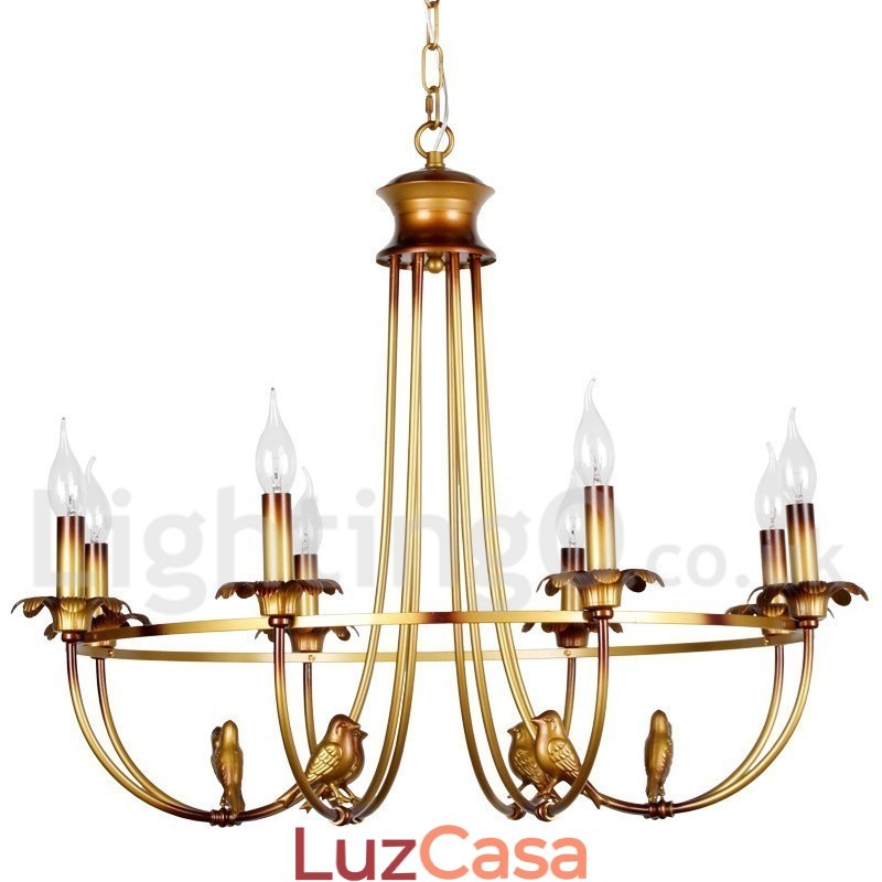 Lustre estilo vela retrô rústico de 8 luzes