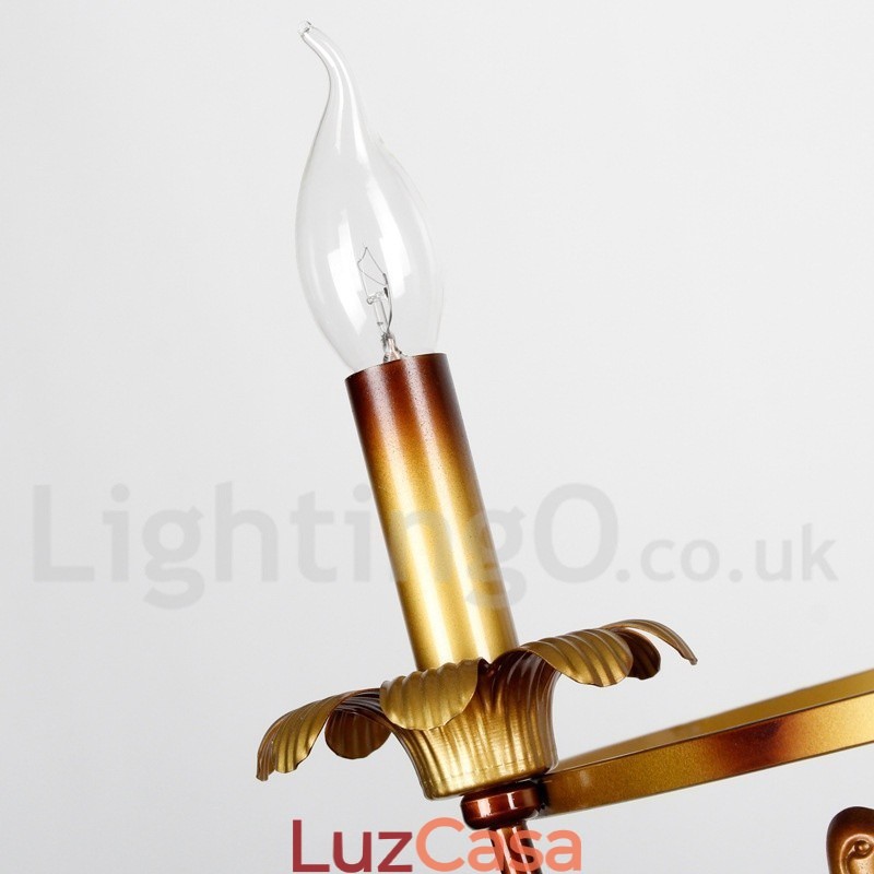 Lustre estilo vela retrô rústico de 8 luzes