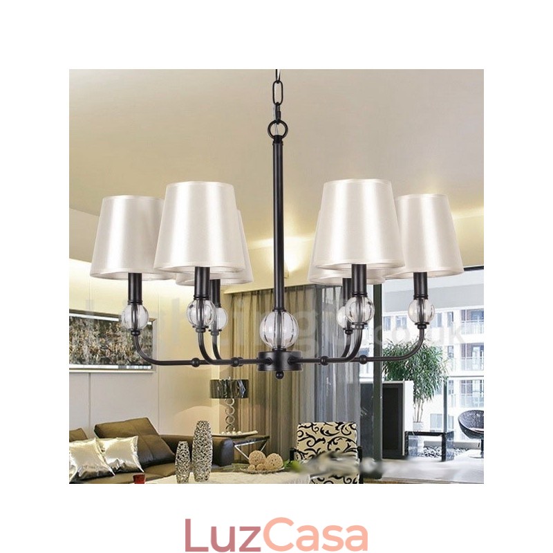 Lustre estilo vela contemporâneo retrô rústico de 6 luzes