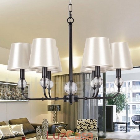 Lustre estilo vela contemporâneo retrô rústico de 6 luzes