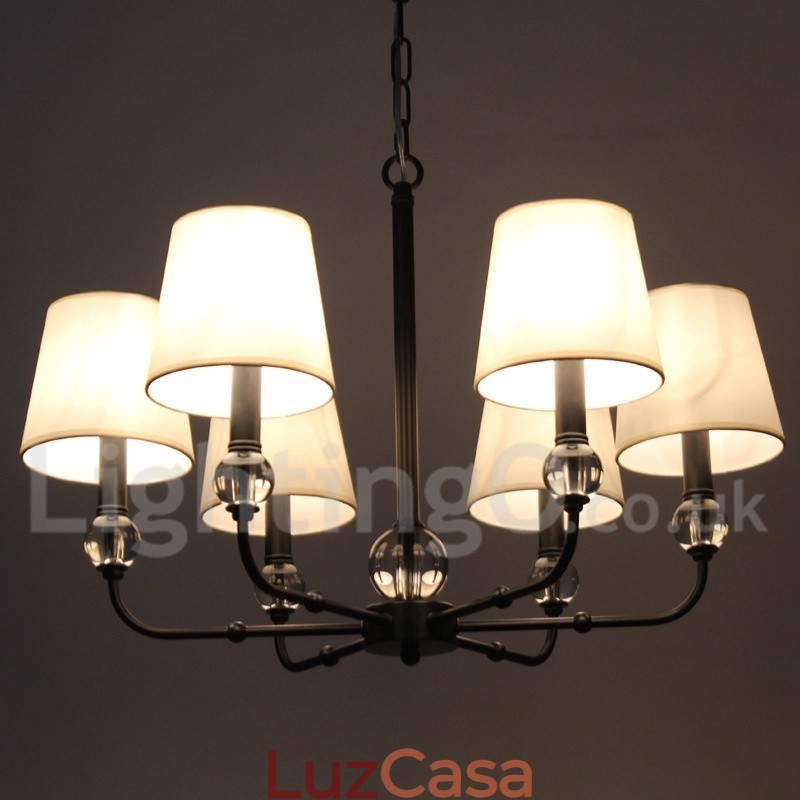 Lustre estilo vela contemporâneo retrô rústico de 6 luzes