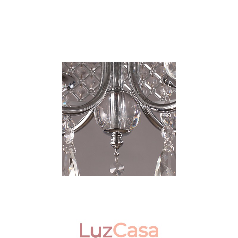 Lustre de cristal cromado clássico tradicional em metal