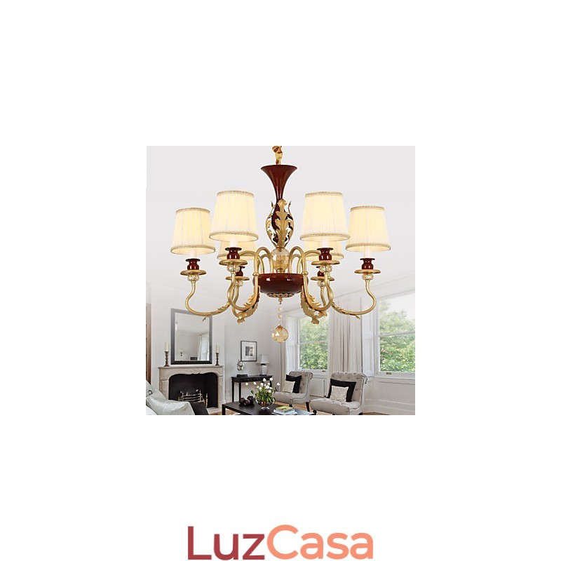 Lustre de Cristal 6 Luzes Moda Pintura Metal