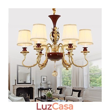 Lustre de Cristal 6 Luzes Moda Pintura Metal