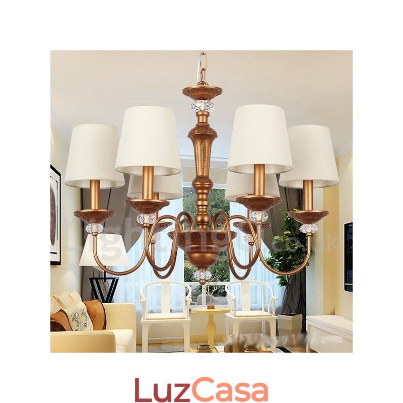Lustre estilo vela retrô preto rústico de 6 luzes