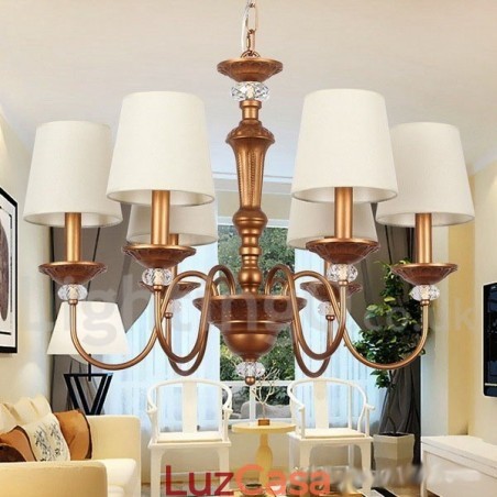 Lustre estilo vela retrô preto rústico de 6 luzes