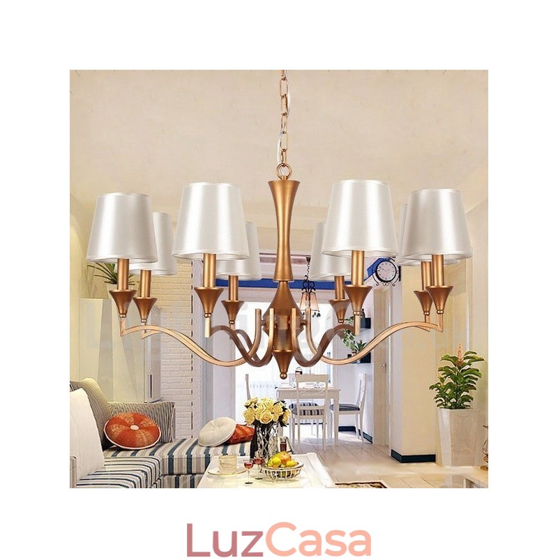 Lustre estilo vela de 8 luzes