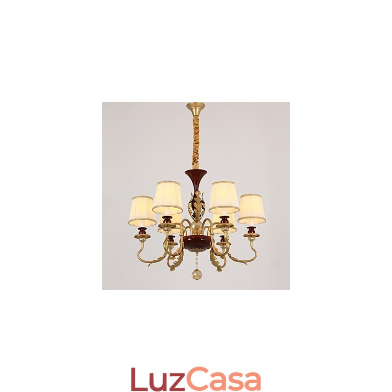 Lustre de Cristal 6 Luzes Moda Pintura Metal