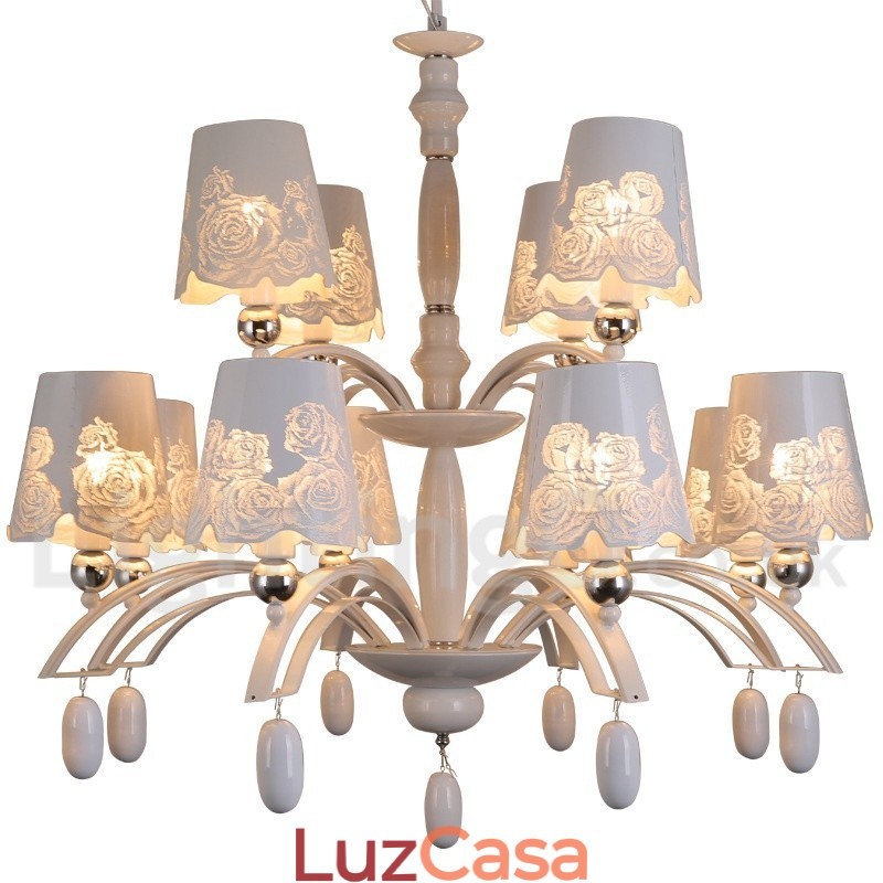 Lustre grande estilo vela 12 luzes rústicas retrô pretas 2 camadas