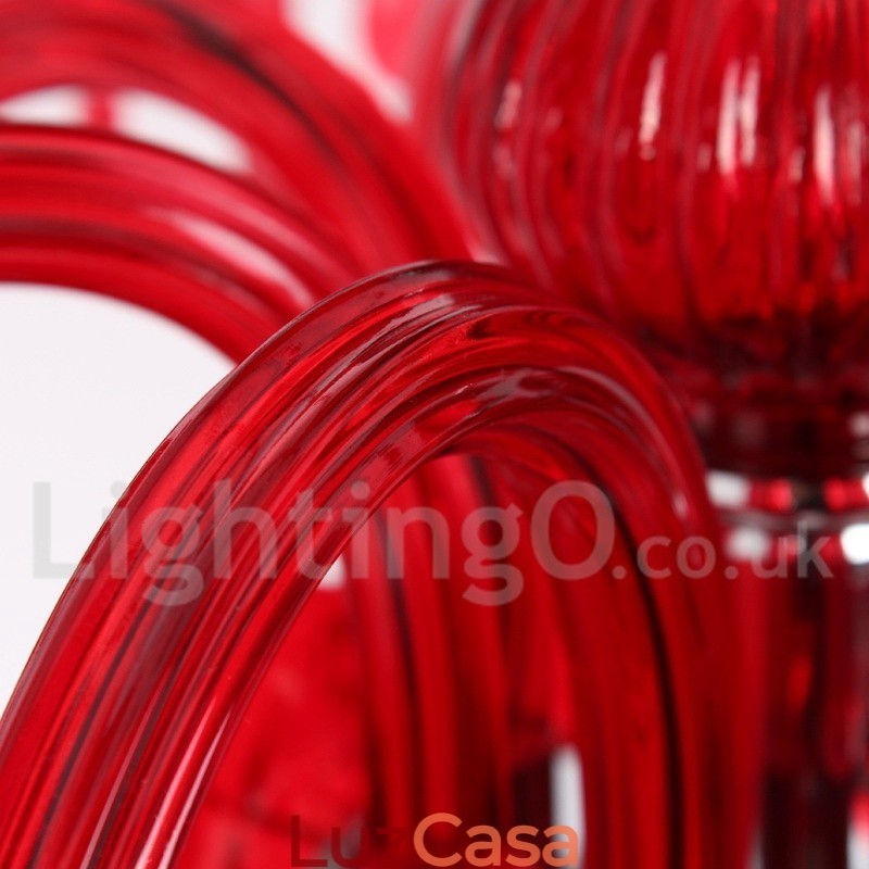 Lustre estilo vela de cristal K9 vermelho de 6 luzes