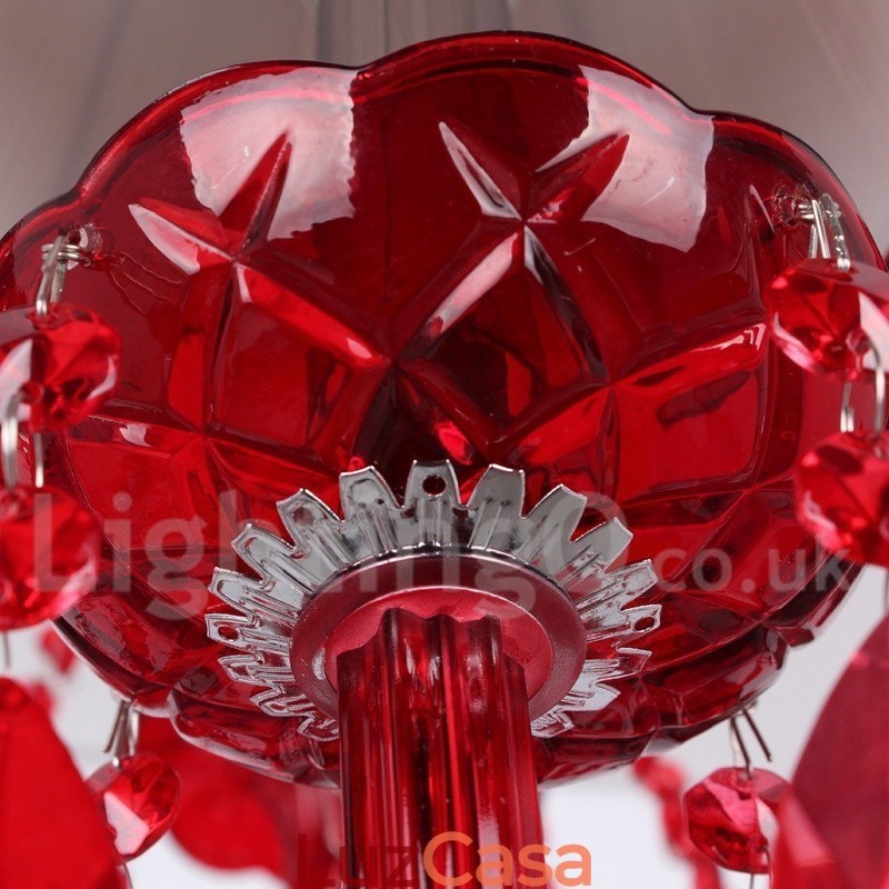 Lustre estilo vela de cristal K9 vermelho de 6 luzes