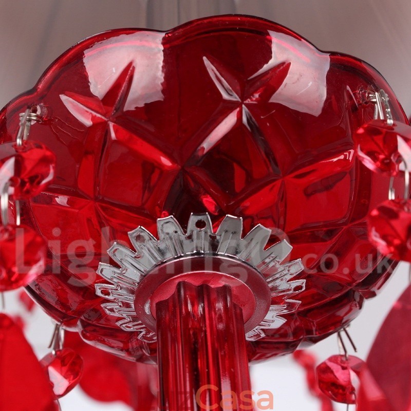 Lustre estilo vela de cristal K9 vermelho de 3 luzes
