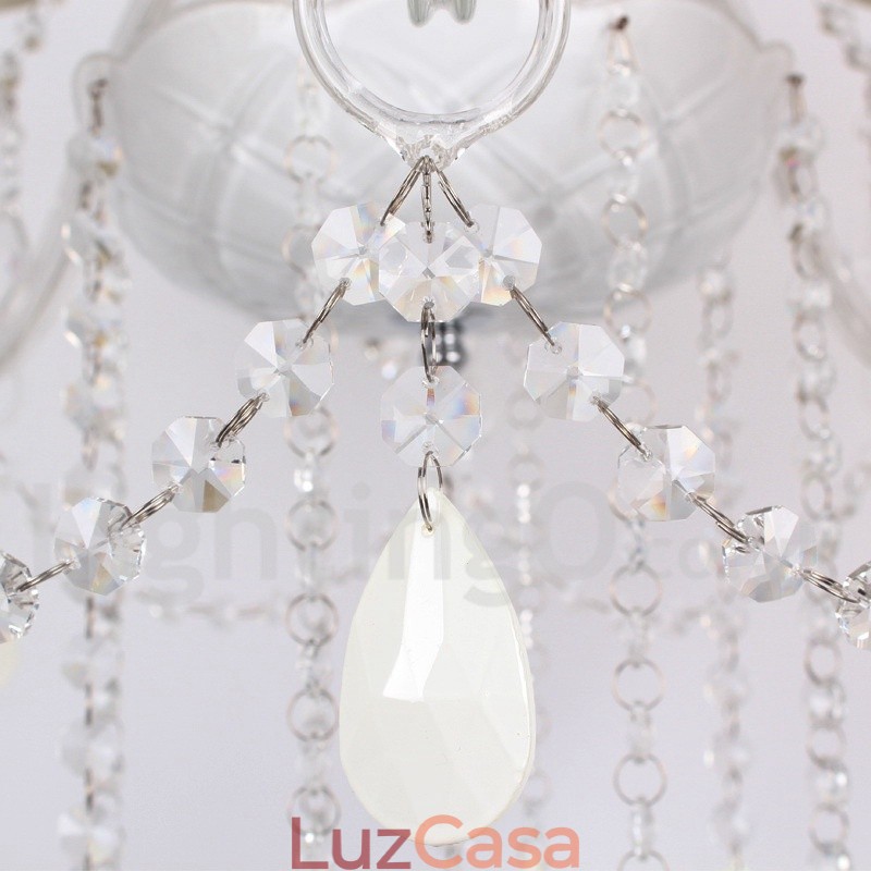 Lustre estilo vela de cristal K9 branco de 3 luzes