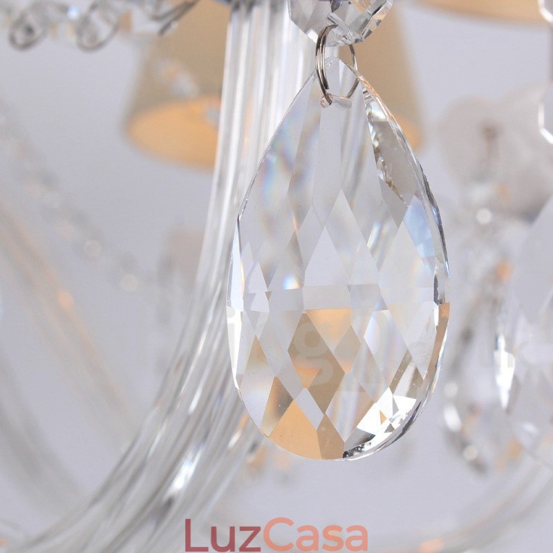 Lustre estilo vela de cristal K9 branco de 8 luzes