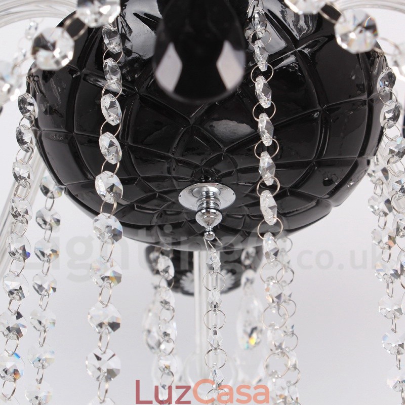Lustre contemporâneo estilo vela de cristal K9 escovado preto de 8 luzes