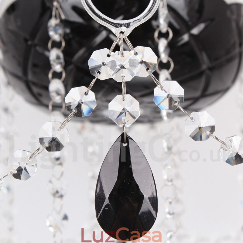 Lustre contemporâneo estilo vela de cristal K9 escovado preto de 8 luzes