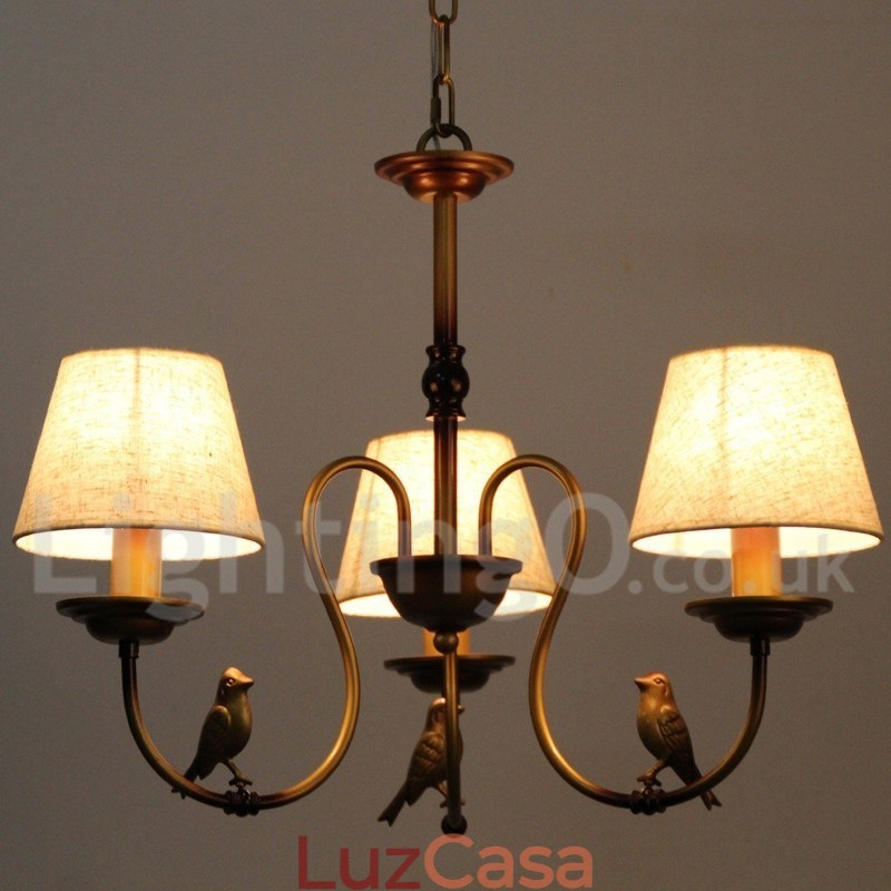Lustre moderno contemporâneo rústico retrô estilo vela 3 luzes