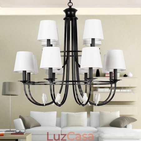 Lustre estilo mediterrâneo retrô preto de 12 luzes, estilo rústico e contemporâneo, estilo vela Lustre estilo mediterrâneo retrô preto de 12 luzes, estilo rústico e contemporâneo, estilo vela