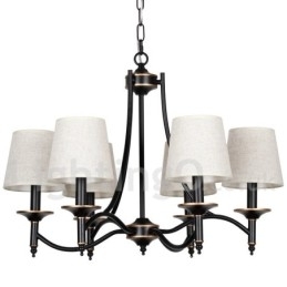 Lustre estilo vela contemporâneo preto retrô rústico de 6 luzes