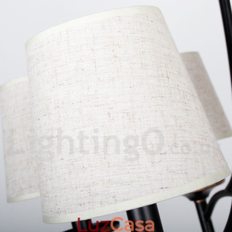Lustre estilo vela contemporâneo preto retrô rústico de 6 luzes