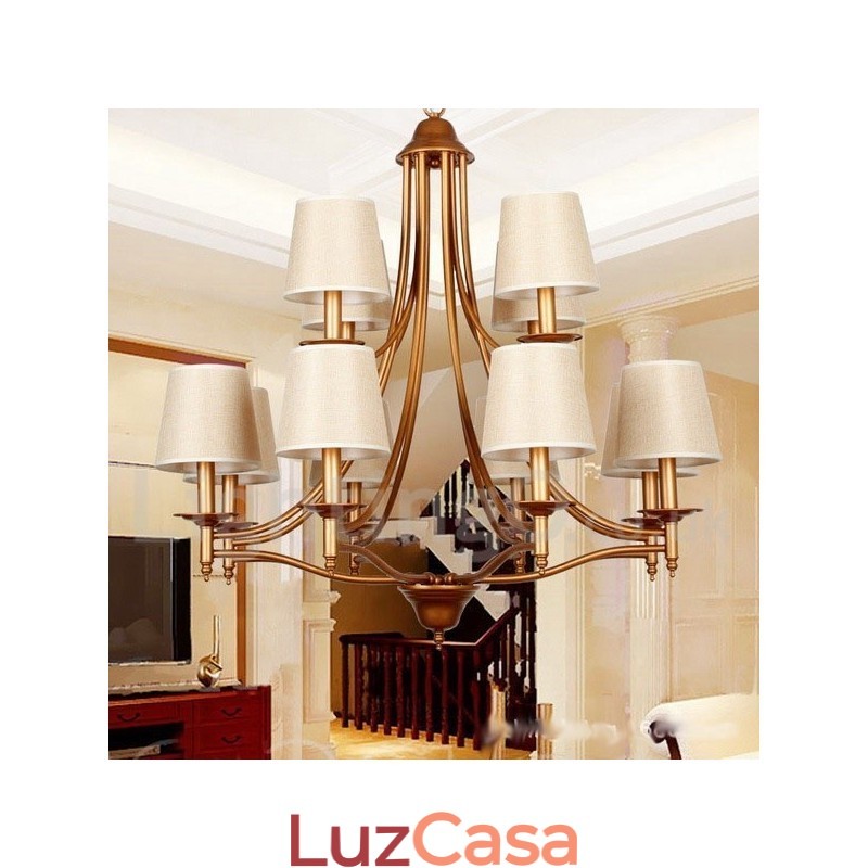 Lustre estilo vela estilo mediterrâneo retrô rústico de 12 luzes