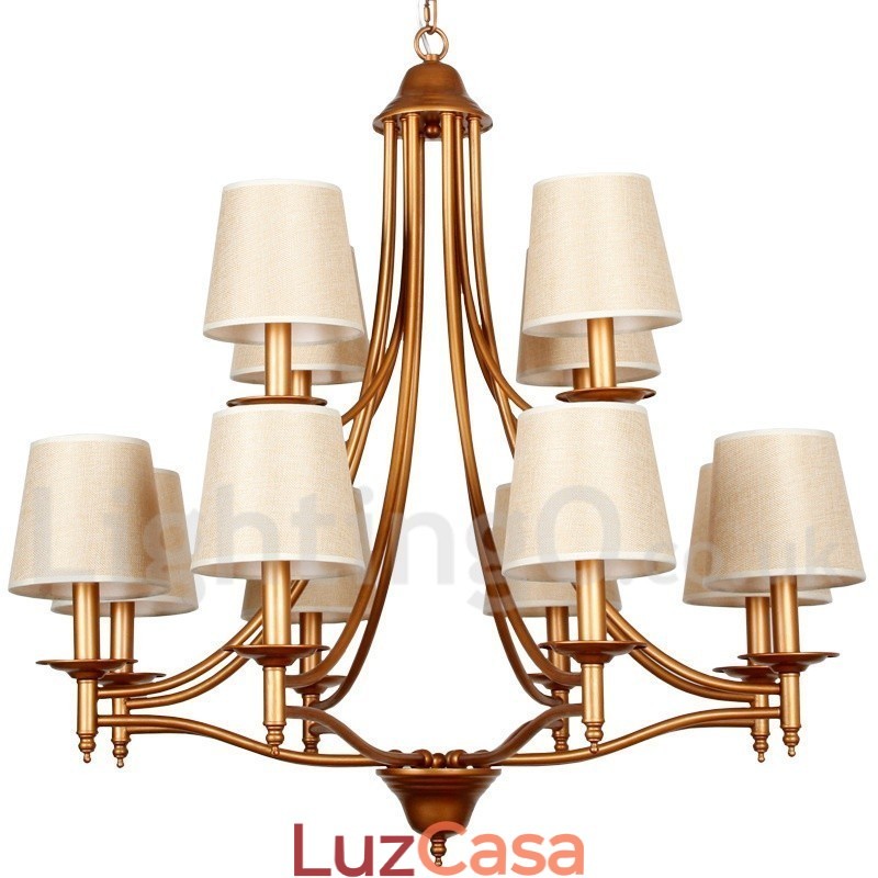 Lustre estilo vela estilo mediterrâneo retrô rústico de 12 luzes