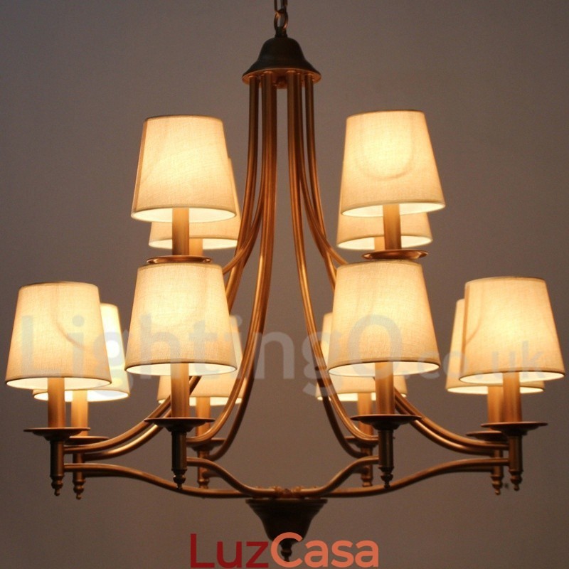 Lustre estilo vela estilo mediterrâneo retrô rústico de 12 luzes