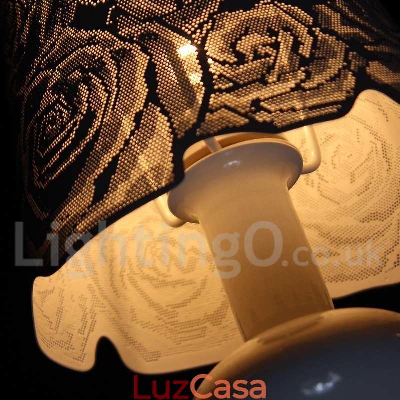 Lustre moderno contemporâneo de 6 luzes estilo vela branca vazada