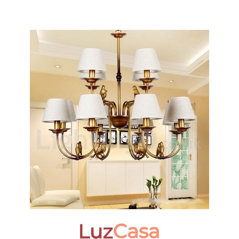 Lustre moderno contemporâneo rústico retrô estilo vela de 12 luzes