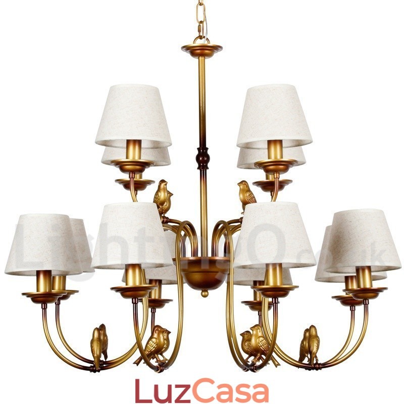 Lustre moderno contemporâneo rústico retrô estilo vela de 12 luzes