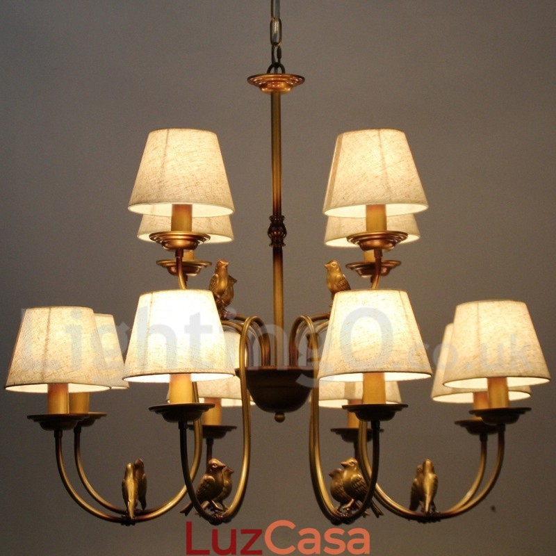 Lustre moderno contemporâneo rústico retrô estilo vela de 12 luzes