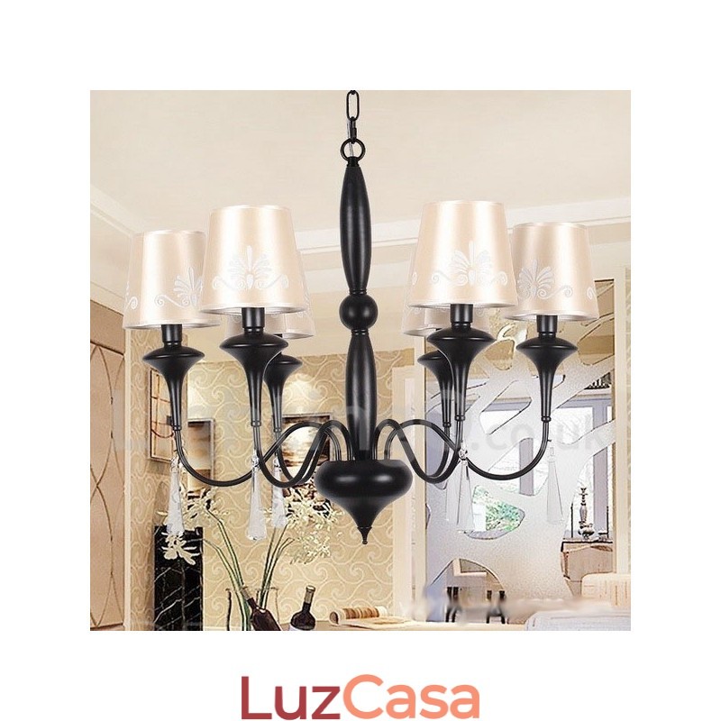 Lustre estilo vela estilo mediterrâneo de 6 luzes