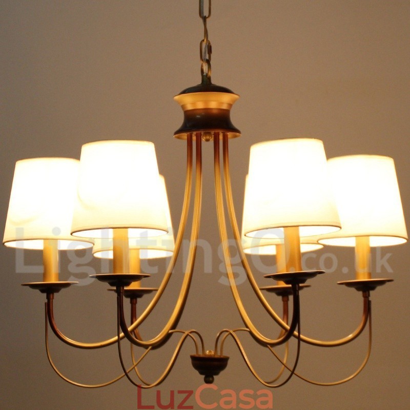 Lustre estilo vela contemporâneo moderno estilo mediterrâneo rústico de 6 luzes