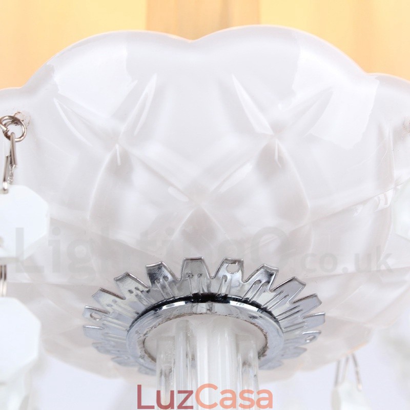 Lustre estilo vela de cristal K9 branco de 6 luzes