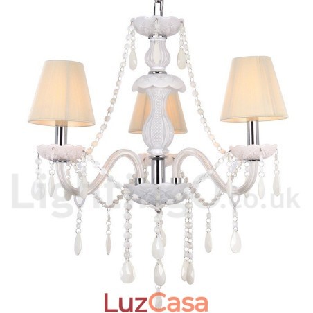 Lustre estilo vela de cristal K9 branco de 3 luzes