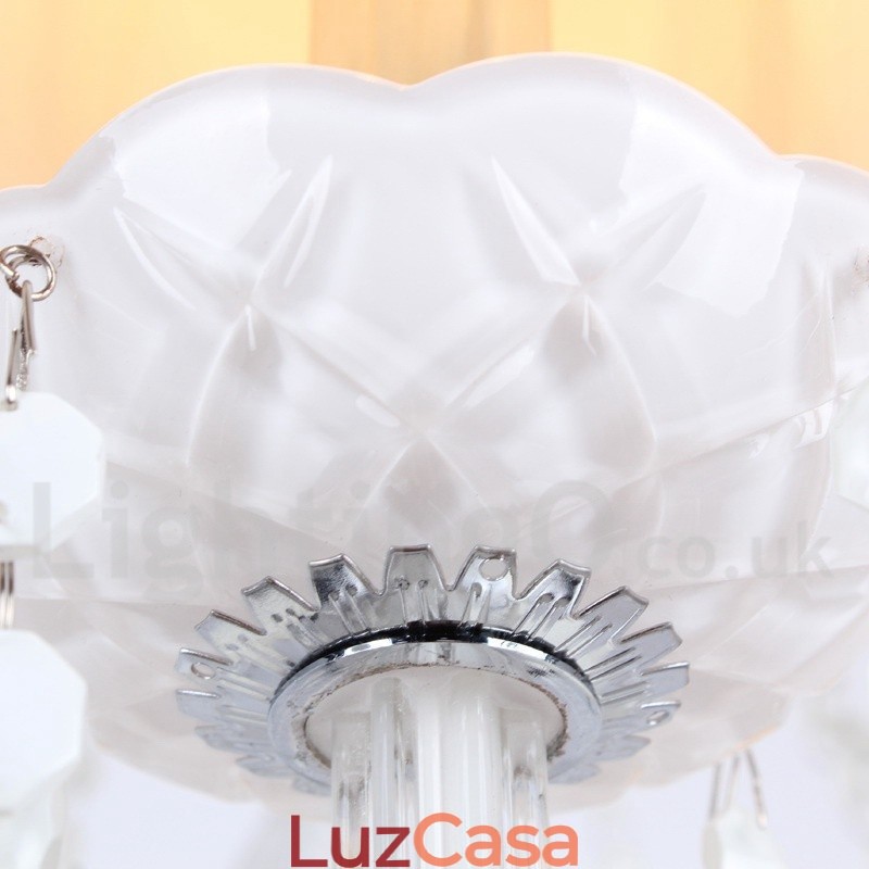 Lustre estilo vela de cristal K9 branco de 8 luzes
