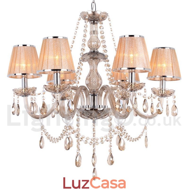 Lustre estilo vela de cristal K9 de 6 luzes