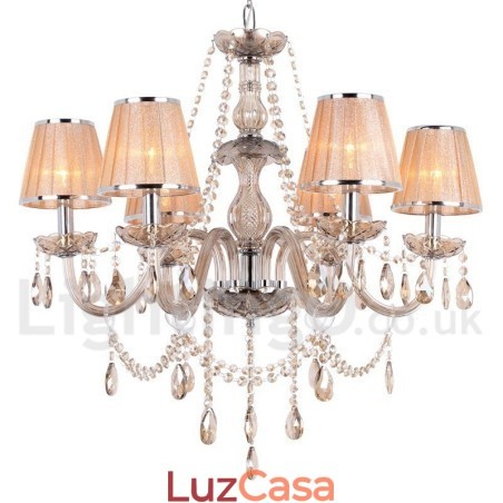 Lustre estilo vela de cristal K9 de 6 luzes Lustre estilo vela de cristal K9 de 6 luzes