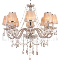 Lustre estilo vela de cristal K9 de 8 luzes