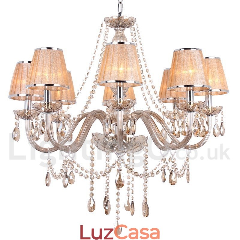 Lustre estilo vela de cristal K9 de 8 luzes