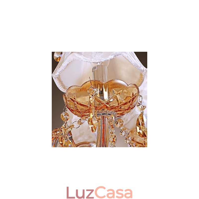Lustre de luxo estilo europeu com 6 luzes e cristal K9